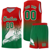 Custom Red Kelly Green Eagle Pattern Graffiti Pattern Sports Uniform Basketball Jersey
