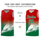 Custom Red Kelly Green Eagle Pattern Graffiti Pattern Sports Uniform Basketball Jersey
