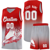 Custom Red Gray Eagle Pattern Graffiti Pattern Sports Uniform Basketball Jersey