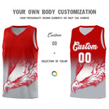 Custom Red Gray Eagle Pattern Graffiti Pattern Sports Uniform Basketball Jersey