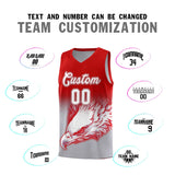 Custom Red Gray Eagle Pattern Graffiti Pattern Sports Uniform Basketball Jersey