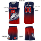 Custom Navy Red Eagle Pattern Graffiti Pattern Sports Uniform Basketball Jersey