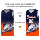Custom Navy Orange Eagle Pattern Graffiti Pattern Sports Uniform Basketball Jersey
