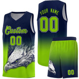 Custom Navy Neon Green Eagle Pattern Graffiti Pattern Sports Uniform Basketball Jersey