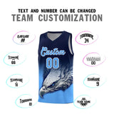 Custom Navy Powder Blue Eagle Pattern Graffiti Pattern Sports Uniform Basketball Jersey