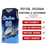 Custom Navy Powder Blue Eagle Pattern Graffiti Pattern Sports Uniform Basketball Jersey