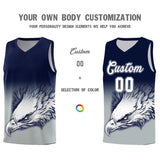 Custom Navy Gray Eagle Pattern Graffiti Pattern Sports Uniform Basketball Jersey