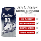 Custom Navy Gray Eagle Pattern Graffiti Pattern Sports Uniform Basketball Jersey