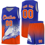 Custom Royal Orange Eagle Pattern Graffiti Pattern Sports Uniform Basketball Jersey