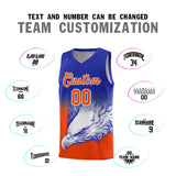 Custom Royal Orange Eagle Pattern Graffiti Pattern Sports Uniform Basketball Jersey