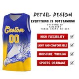Custom Royal Yellow Eagle Pattern Graffiti Pattern Sports Uniform Basketball Jersey