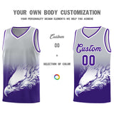 Custom Gray Purple Eagle Pattern Graffiti Pattern Sports Uniform Basketball Jersey