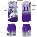 Custom Gray Purple Eagle Pattern Graffiti Pattern Sports Uniform Basketball Jersey