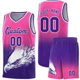 Custom Pink Purple Eagle Pattern Graffiti Pattern Sports Uniform Basketball Jersey