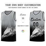 Custom Gray Black Eagle Pattern Graffiti Pattern Sports Uniform Basketball Jersey