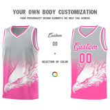 Custom Gray Pink Eagle Pattern Graffiti Pattern Sports Uniform Basketball Jersey