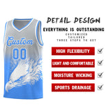 Custom Gray Powder Blue Eagle Pattern Graffiti Pattern Sports Uniform Basketball Jersey
