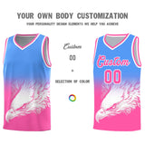 Custom Powder Blue Pink Eagle Pattern Graffiti Pattern Sports Uniform Basketball Jersey