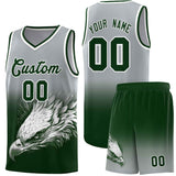 Custom Gray Green Eagle Pattern Graffiti Pattern Sports Uniform Basketball Jersey