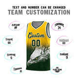 Custom Yellow Green Eagle Pattern Graffiti Pattern Sports Uniform Basketball Jersey