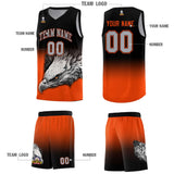 Custom Black Orange Eagle Pattern Graffiti Pattern Sports Uniform Basketball Jersey