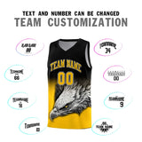 Custom Black Yellow Eagle Pattern Graffiti Pattern Sports Uniform Basketball Jersey