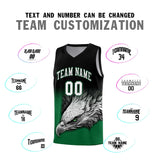 Custom Black Kelly Green Eagle Pattern Graffiti Pattern Sports Uniform Basketball Jersey