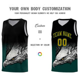 Custom Black Midnight Green Eagle Pattern Graffiti Pattern Sports Uniform Basketball Jersey