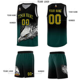 Custom Black Midnight Green Eagle Pattern Graffiti Pattern Sports Uniform Basketball Jersey