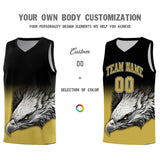 Custom Black Old Gold Eagle Pattern Graffiti Pattern Sports Uniform Basketball Jersey