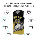 Custom Black Old Gold Eagle Pattern Graffiti Pattern Sports Uniform Basketball Jersey