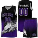 Custom Black Purple Eagle Pattern Graffiti Pattern Sports Uniform Basketball Jersey