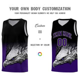 Custom Black Purple Eagle Pattern Graffiti Pattern Sports Uniform Basketball Jersey