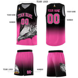 Custom Black Pink Eagle Pattern Graffiti Pattern Sports Uniform Basketball Jersey