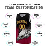 Custom Black Crimson Eagle Pattern Graffiti Pattern Sports Uniform Basketball Jersey