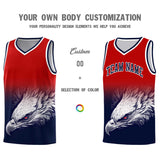 Custom Red Navy Eagle Pattern Graffiti Pattern Sports Uniform Basketball Jersey