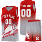 Custom Red Gray Eagle Pattern Graffiti Pattern Sports Uniform Basketball Jersey