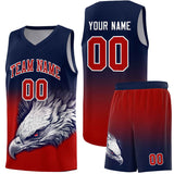 Custom Navy Red Eagle Pattern Graffiti Pattern Sports Uniform Basketball Jersey
