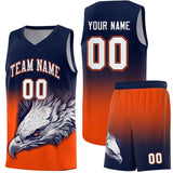 Custom Navy Orange Eagle Pattern Graffiti Pattern Sports Uniform Basketball Jersey