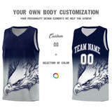 Custom Navy Gray Eagle Pattern Graffiti Pattern Sports Uniform Basketball Jersey