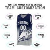 Custom Navy Gray Eagle Pattern Graffiti Pattern Sports Uniform Basketball Jersey