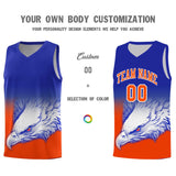 Custom Royal Orange Eagle Pattern Graffiti Pattern Sports Uniform Basketball Jersey