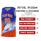 Custom Royal Orange Eagle Pattern Graffiti Pattern Sports Uniform Basketball Jersey