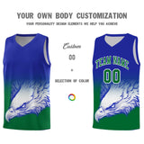 Custom Royal Kelly Green Eagle Pattern Graffiti Pattern Sports Uniform Basketball Jersey
