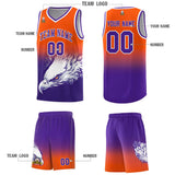 Custom Orange Purple Eagle Pattern Graffiti Pattern Sports Uniform Basketball Jersey