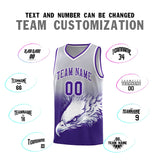 Custom Gray Purple Eagle Pattern Graffiti Pattern Sports Uniform Basketball Jersey