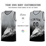 Custom Gray Black Eagle Pattern Graffiti Pattern Sports Uniform Basketball Jersey