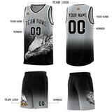 Custom Gray Black Eagle Pattern Graffiti Pattern Sports Uniform Basketball Jersey