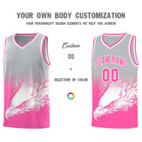 Custom Gray Pink Eagle Pattern Graffiti Pattern Sports Uniform Basketball Jersey