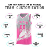 Custom Gray Pink Eagle Pattern Graffiti Pattern Sports Uniform Basketball Jersey